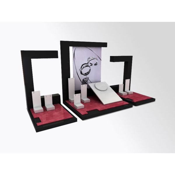 Jewelry Showcase Display Set Acrylic Store Window Stand for Necklace,Earring,Ring