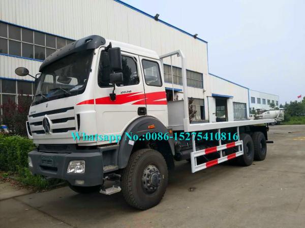 Quality White color Beiben 6x6 2634PZ 30Ton 340hp 10 wheeler Cross country Container Flat Bed Truck for DR CONGO for sale