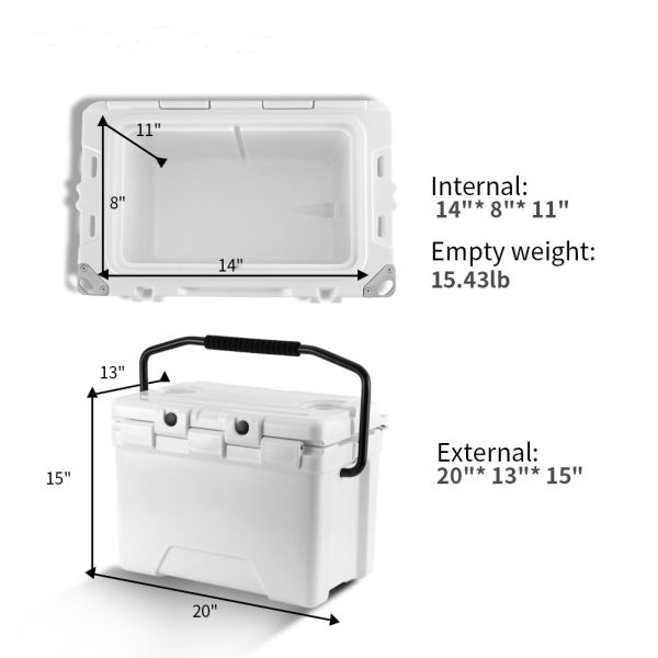 Hard Rotomolded Ice Box Cooler Outdoor 25QT Picnic Fishing