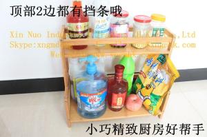 Multilayer bamboo spice rack, corner bamboo frame, wooden kitchen storage rack
