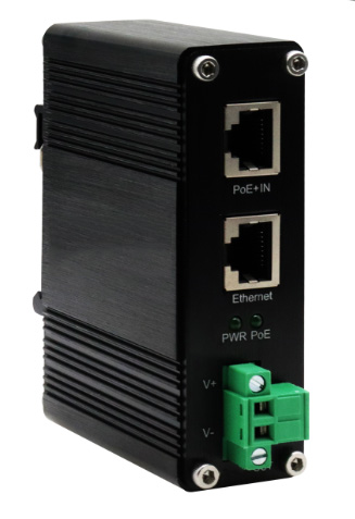 DIN-Rail Industrial 802.3at Gigabit PoE Splitter Output Voltage 9VDC