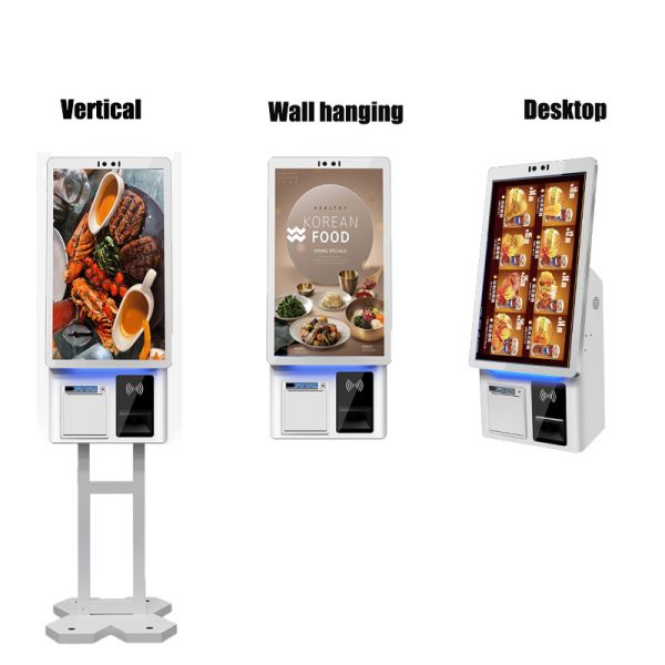 Restaurant Self Service Checkout Kiosk Vertical Wall Hanging With Desktop