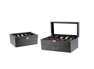 China 18 Slot Carbon Fiber Leather Watch Display Box Customized Color FSC Certification on sale