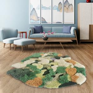 Buy cheap Wool Blend Moss Green Carpet Irregular Shape Contemporary Living Room Rugs product