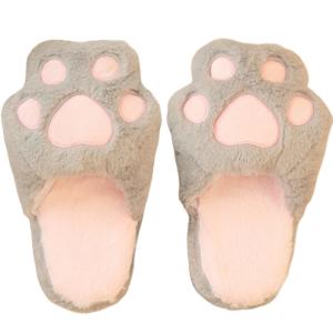 Non Slip 25cm Cat paw Shape Kids Plush Slippers
