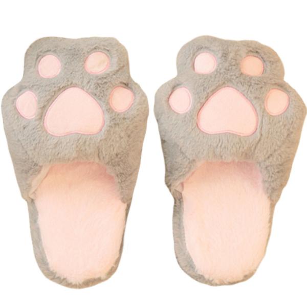 Quality Non Slip 25cm Cat paw Shape Kids Plush Slippers for sale