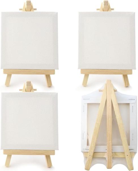 Quality 10x10cm Mini Canvas Board Sets With Easel For Painting , Art Stretched Canvas Boards for sale
