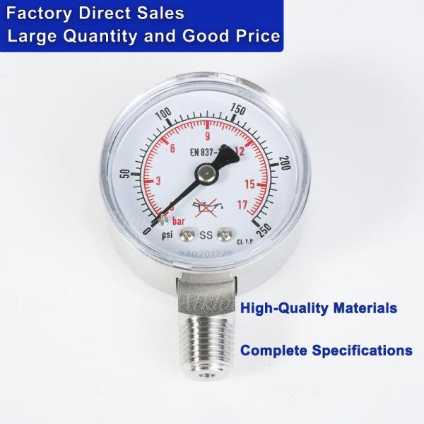 Quality 1.6% Precision Gas Pressure Test Gauge for -20- 80C Environment Temperature and SUS316 Wetted Part for sale