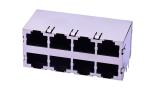 Double Layer RJ45 Network Connector Socket 8 Port 8p8c 90 Degrees