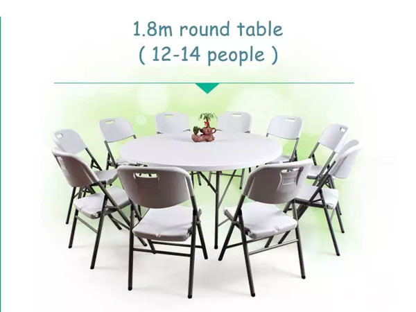 5ft HDPE Plastic Round Table Foldable Portable For Outdoor Party Event