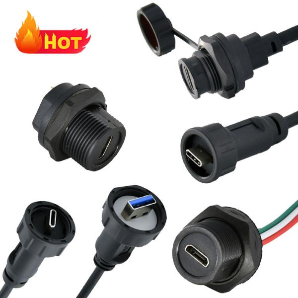 Quality IP67 Waterproof Wire Connector USB 3.0 2.0 Adapter Mated Male To Female Panel Mount for sale