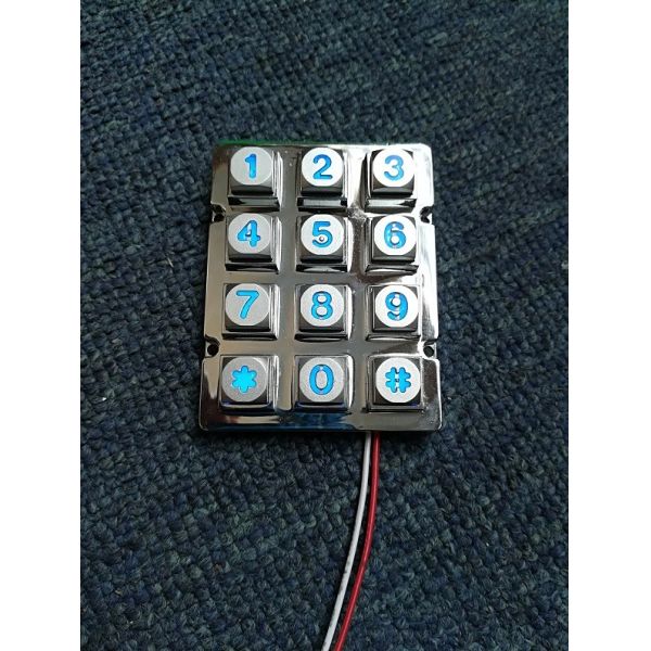 Chinese cheapest 3X4 matrix die cast keypad with back blue led lighting