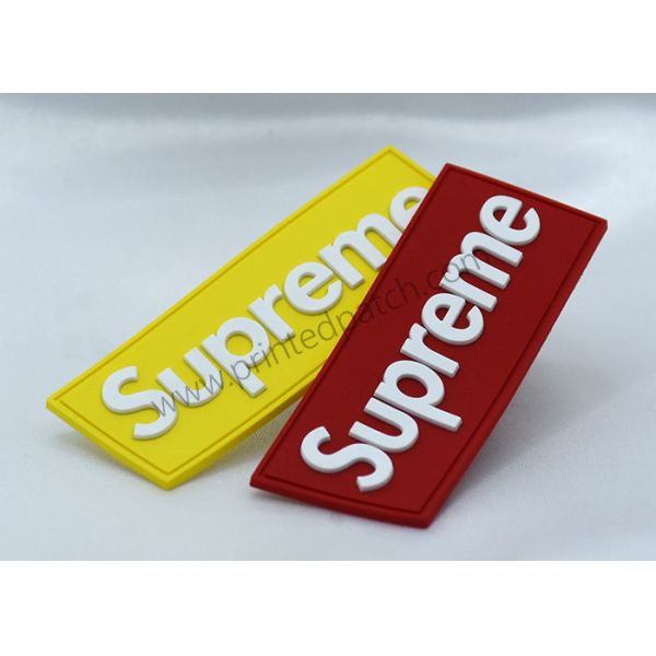 Embossed PVC Rubber Label Silicone Supreme T Shirt Label Flat Color Separation