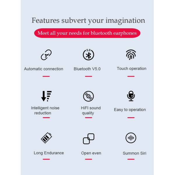 In Ear Mic Headphone TW50 Noise Cancelling Bluetooth Earphones