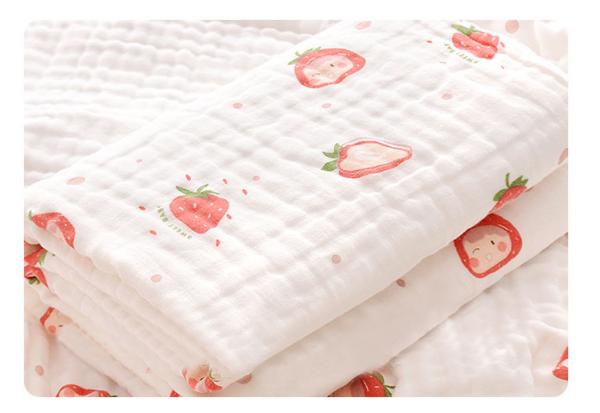 Quality Anti Static Woven 6 Layer Gauze Fabric Strawberry And Flower Pattern for sale