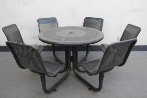 Buy cheap Commercial Metal Picnic Table And Chair Set Round Shape Weather Resistant product