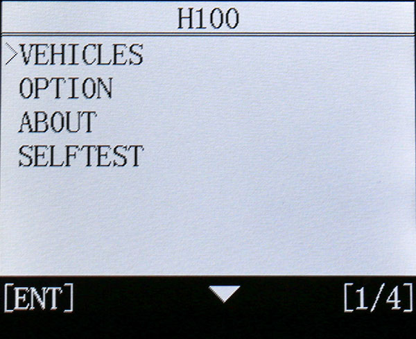OBDSTAR H100 Menu