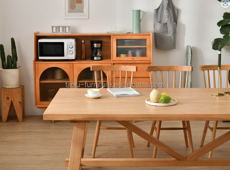 Nordic Style Rectangular Dining Table for Hotel and Restaurant Solid Wood Material Included