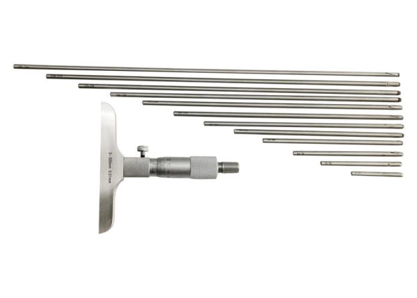 Depth Measuring Tool 0-300mm Depth Micrometer With Interchangeable Measuring