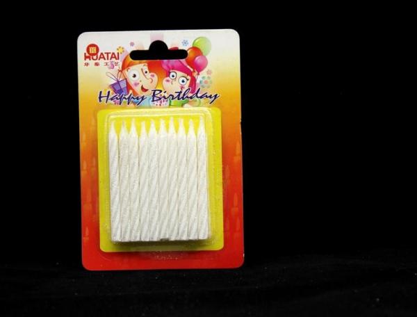 Quality Shining White Spiral Glitter Birthday Candles ,  Happy Anniversary Cake Candles for sale