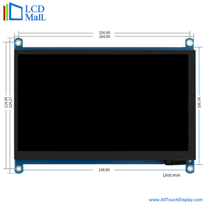 24 BIT RGB Raspberry PI TFT Display LCD Display 7 Inch 1024x600 ODM OEM