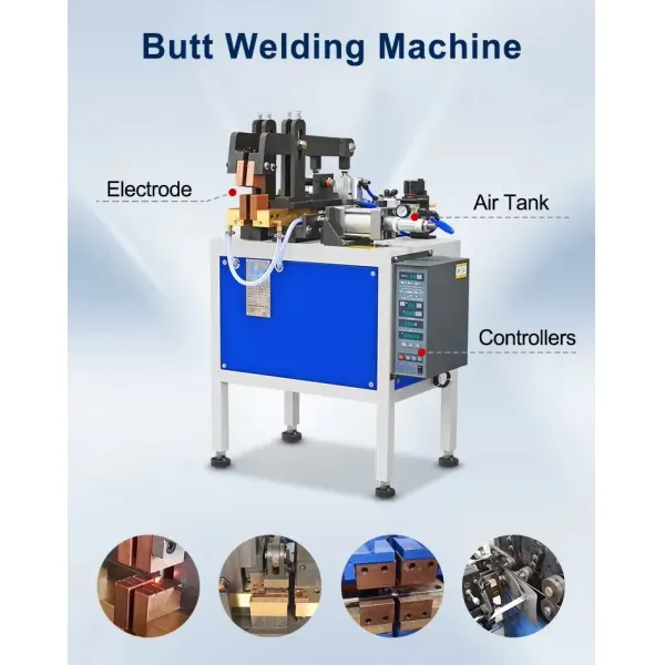 HWASHI Wire Diameter 2-8mm Automatic ring making butt welding machine Circle Ring Bar Pneumatic Resistance Butt Welding Machine