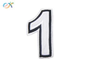 Polyester Embroidered Letter Patch Rectangle Shape With Merrow Border