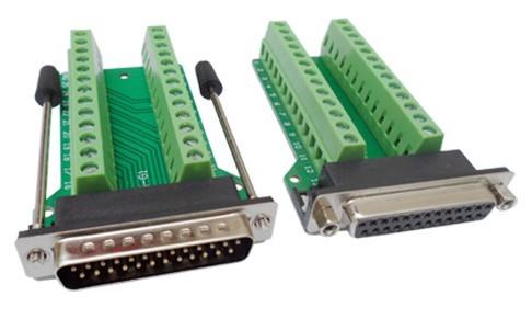Quality Signals Breakout Board Serial Port Header DB25 Male / Female terminal block adapter for sale