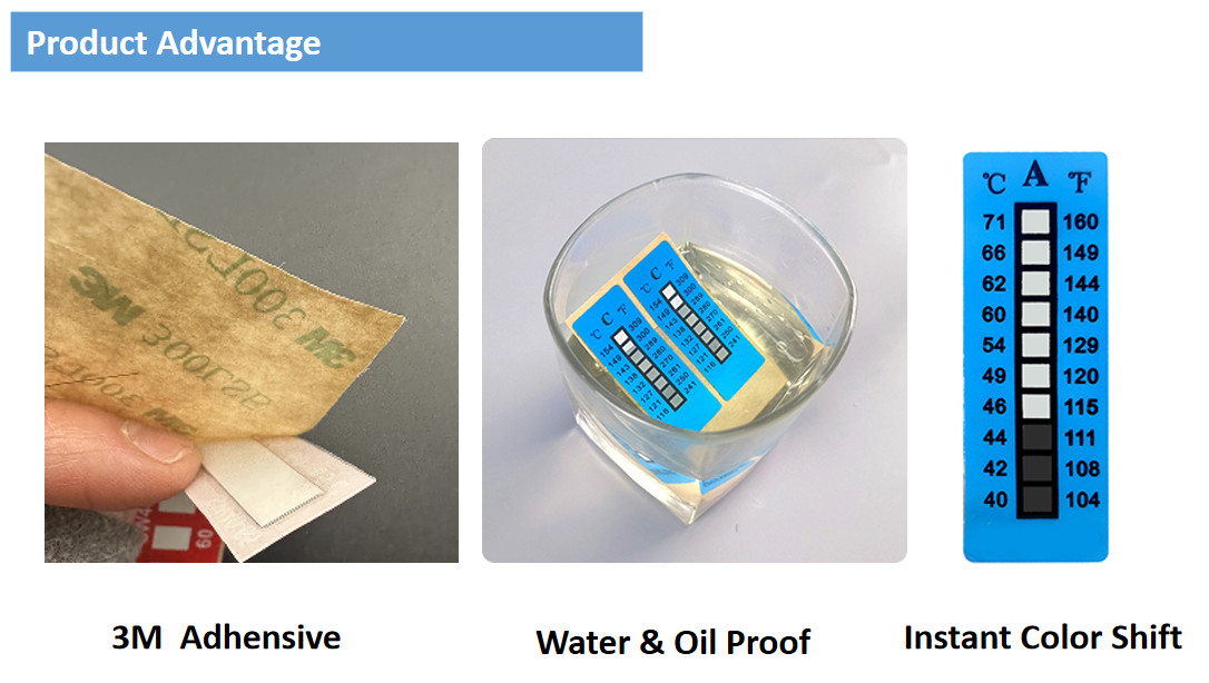Customized Temperature Measuring Irreversible High Temperature Sensitive Labels 100-160C