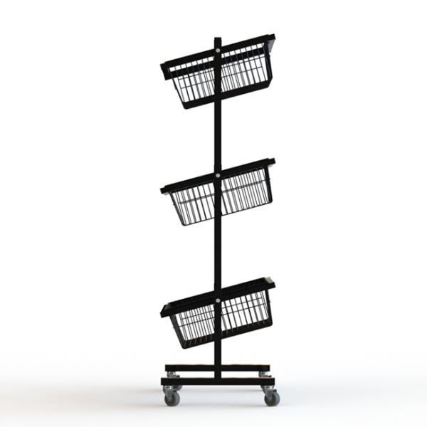 Iron Wire Grocery Display Stands With Wheels Knockdown Structure