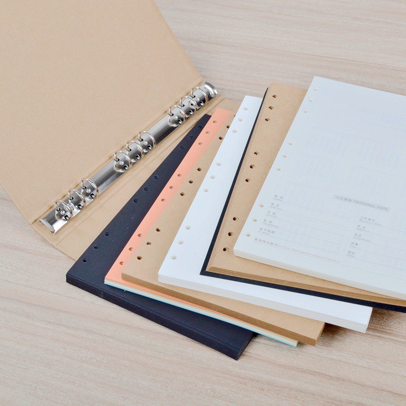 UV Coating A6 A5 Kraft Paper File Folder With Ring Binded
