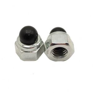 China Hex Nuts Black Nylon Cap Head Hexagon Domed Nut DIN986 Plastic Insert Acorn Nut Material Grade 8.8 on sale