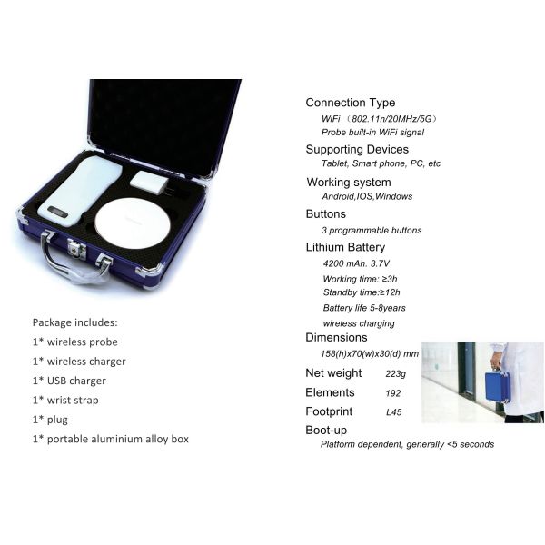 10mhz G10CX Medical Hospital Equipments Doppler Linear Wireless Probe Type Ultrasound Scanner