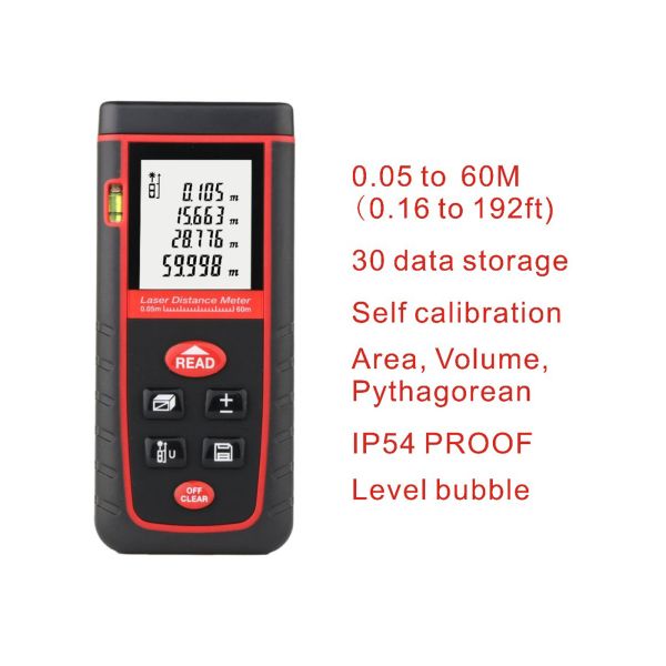 60M Laser Distance Meter Rangefinder Range Finder Electronic Ruler Digital Tape Measure Area volume Tool