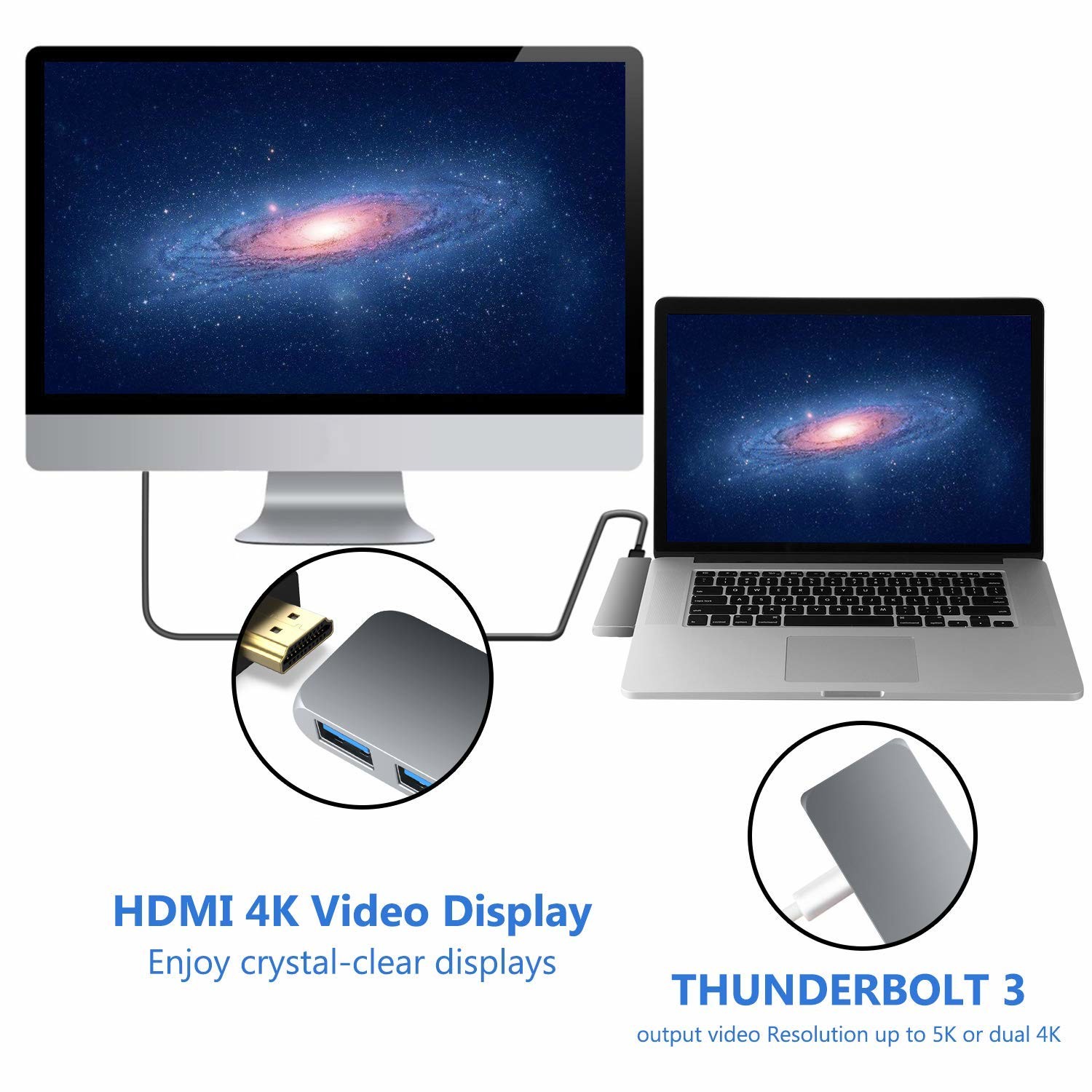 7-in-1 USB C Hub for 2016/2017/2018 MacBook Pro 13” and 15”,USB C Adapter with 40Gbs Thunderbolt 3,4k @30Hz