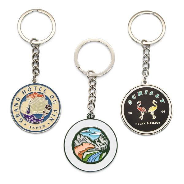 Quality Enamel Name Metal Keychain Custom Logo Engravable Round Key Ring for sale