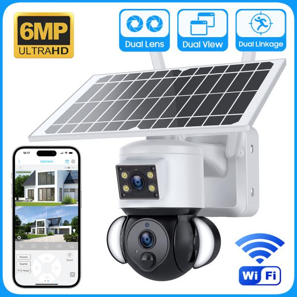 Glomarket Ubox Dual-Lens Floodlight Solar Battery PTZ Camera 6MP Smart Wifi 4G