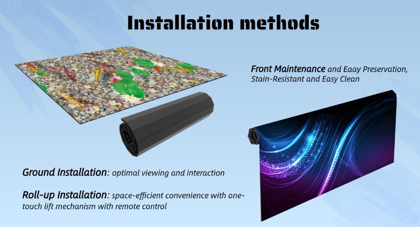 P0.78/P0.95/P1.25/P1.56/P1.95/P2.6/p3.91 SculptStone Roller Led Screen 17mm Thickness Roll Up Led Display With Ultra Slim Design