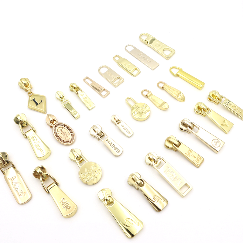 Nickel Silver Mini Zipper Puller Custom Logo Engraved Metal Zipper Pull Tag for Handbags