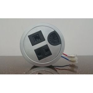 Round Conference Table Socket / Zinc Alloy Desktop Power Sockets