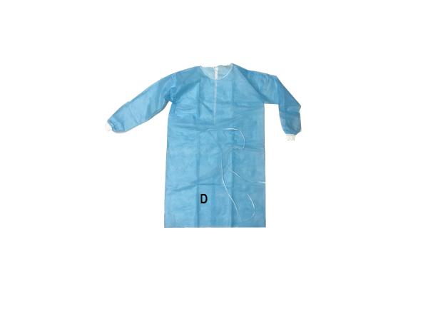 Quality PP+PE 35GSM Waterproof Breathable Disposable Isolation Gown With Ties & Rib-knitted Cuffs Polyester Threads Back Opening for sale