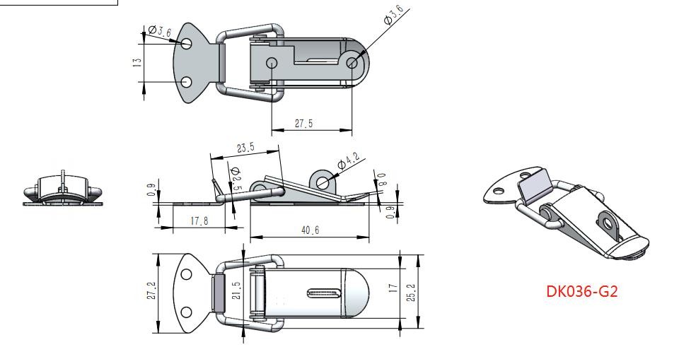 Anti Corrosion Small Lockable Spring Draw Latches With Locking Buckle SUS304