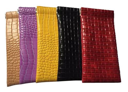2024 hotting selling artificial leather spectacles pouch bag with elastic metal