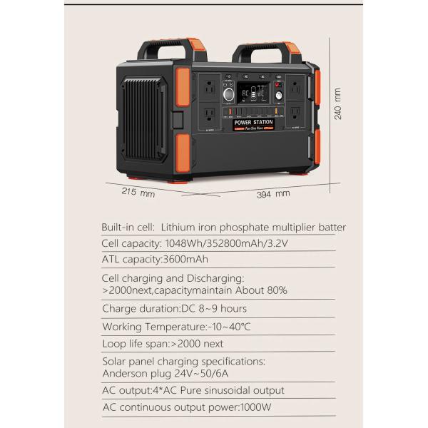Household Solar Generator Power Camping 1KW RoHS Portable Solar Power Station