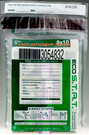 Bank Security Cash Bags/Coin Deposit Bags, Custom Large Clear Heavy Duty Plastic Security Coin Deposit Bags Cash Money B