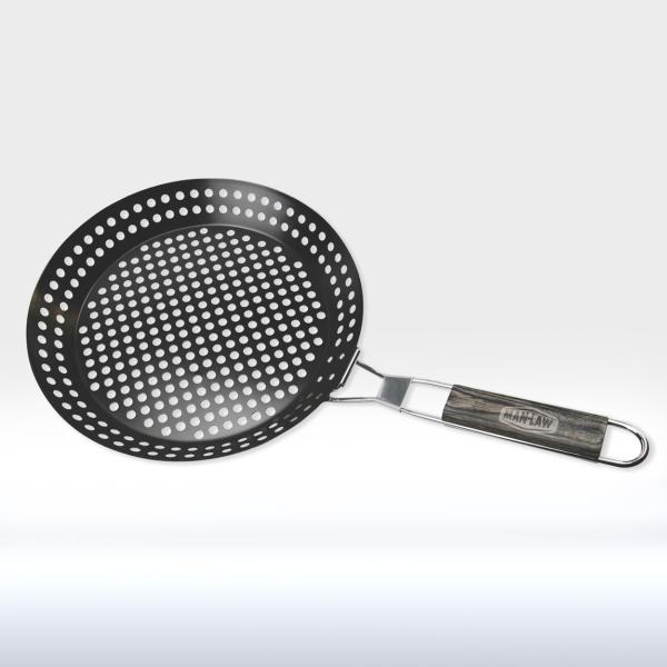 Quality Non Stick Round Shape BBQ Tools Roasting Pan Rust Resistant Grill Basket Foldable for sale