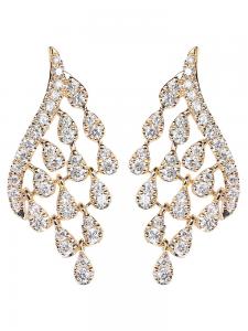 Buy cheap 18K Gold Feather Diamond Stud Earrings 2.0g Art Deco Engagement Earring product