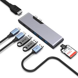 Buy cheap 8 In 1 Dock Station Dual Usb C Power Adapter Hub Card Reader Pro Pad Converter USB Hub For Mac product