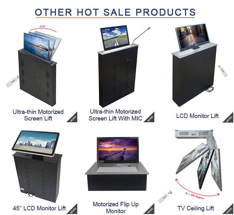 BNT Conference system 21.5 inch computer monitor flip up and down mechanism with back screen
