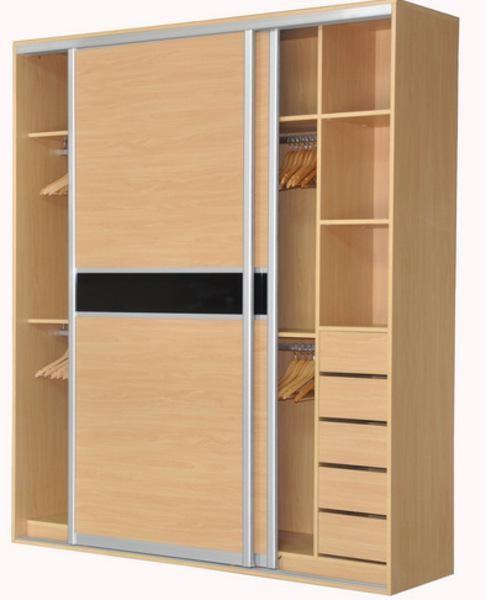 Quality Sliding door Particle Board Wardrobe With Trouser Hanger Rack Clothes Rail for sale